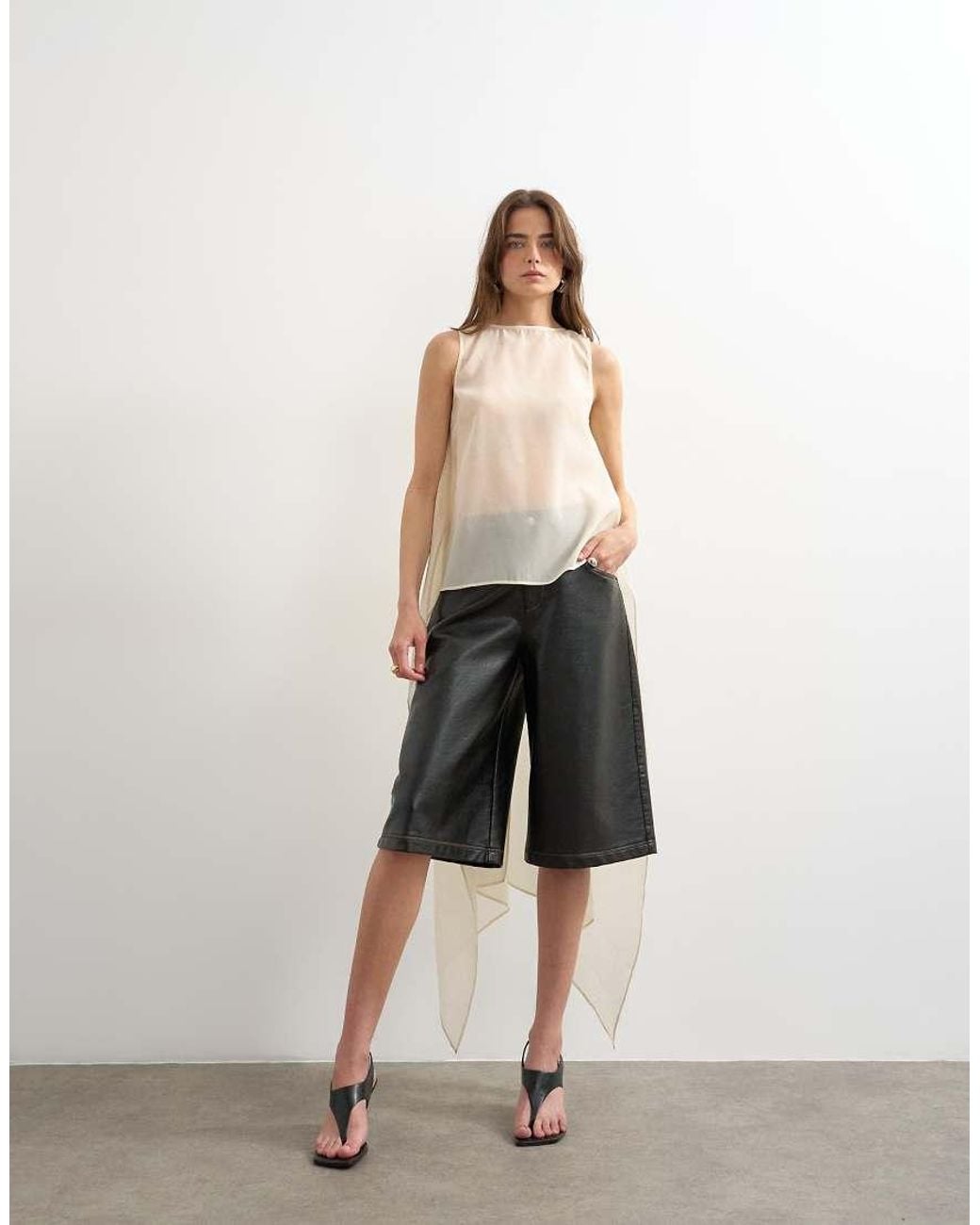 TOPSHOP Natural Sheer Organza Drape Tunic Top