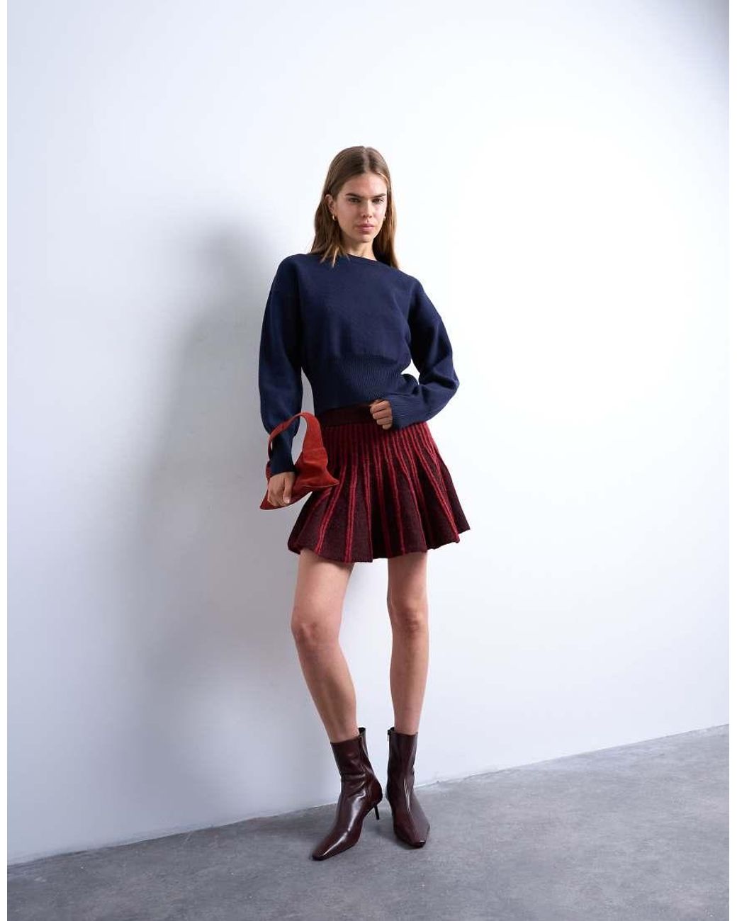 TOPSHOP Blue Knitted Compact Fitted Waist Sweater