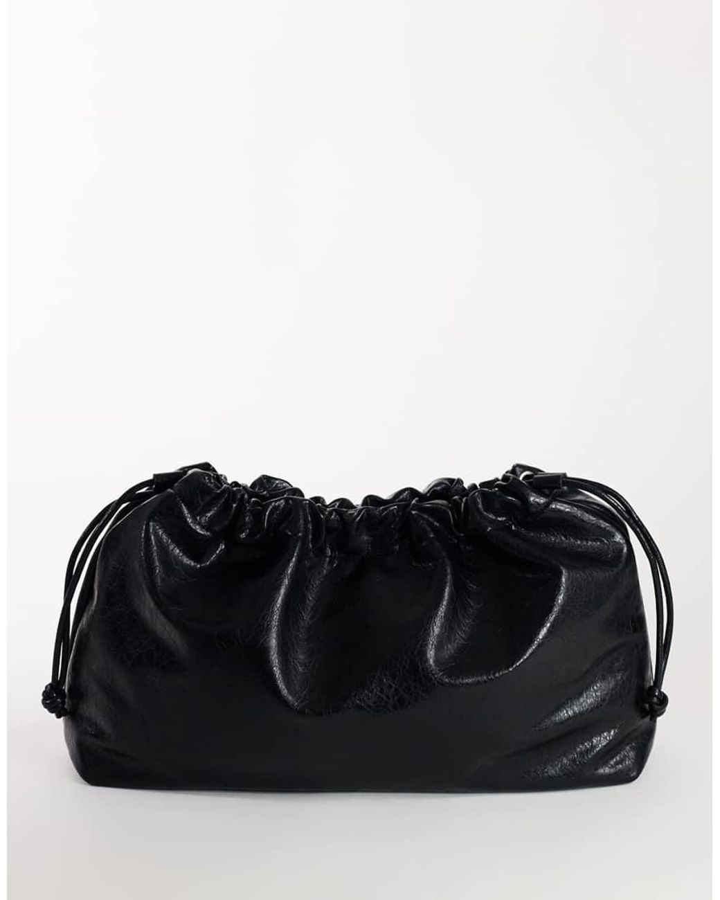 TOPSHOP Black Chloe Oversized Ruched Pouch Clutch Bag