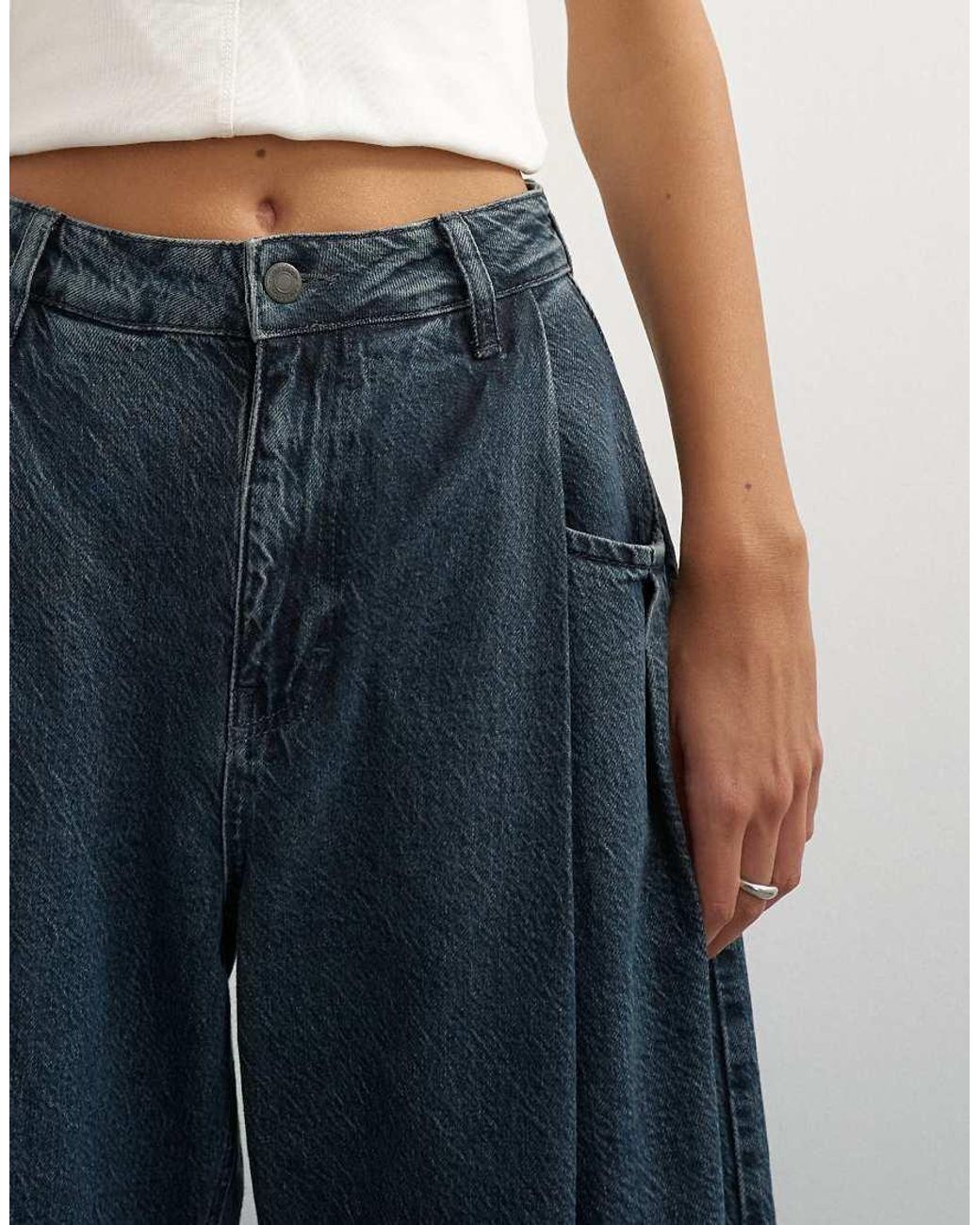 TOPSHOP Blue Cocoon Mid Rise Barrel Jean