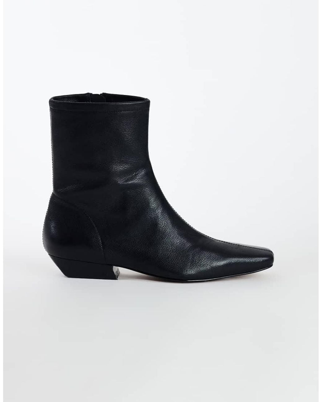 TOPSHOP Black Phoenix Real Leather Chiselled Ankle Boot