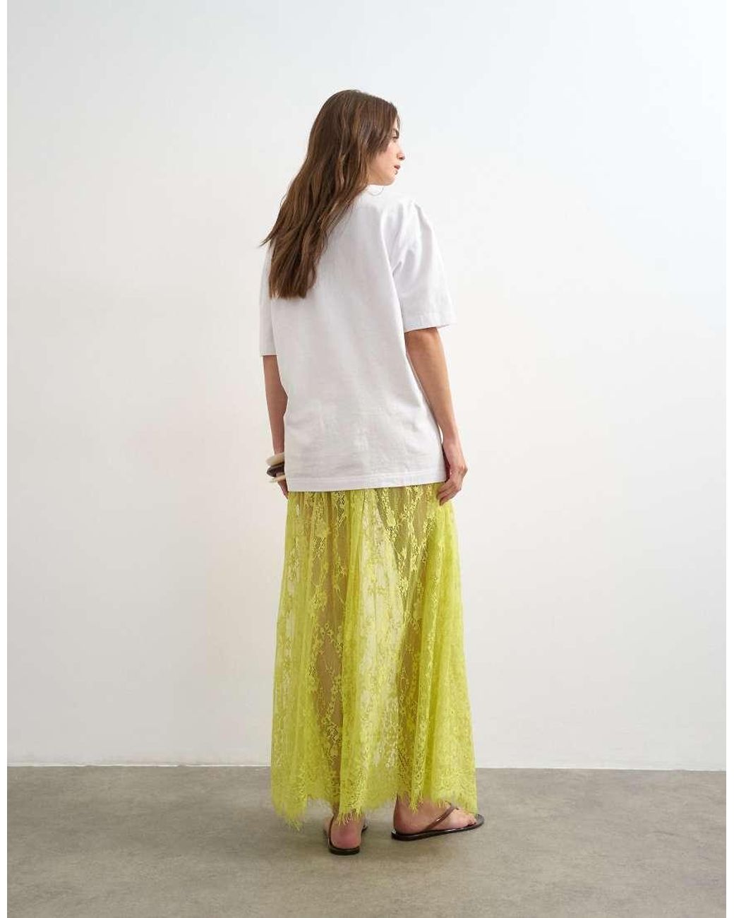 TOPSHOP White Sheer Lace Maxi Skirt