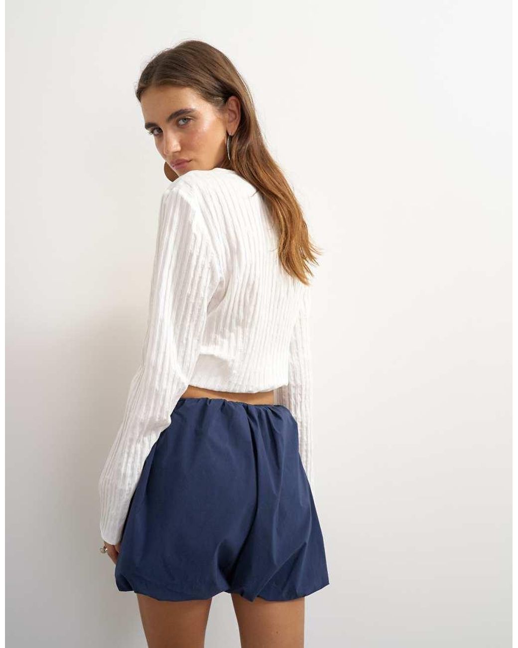 TOPSHOP Blue Techy Bubble Hem Shorts