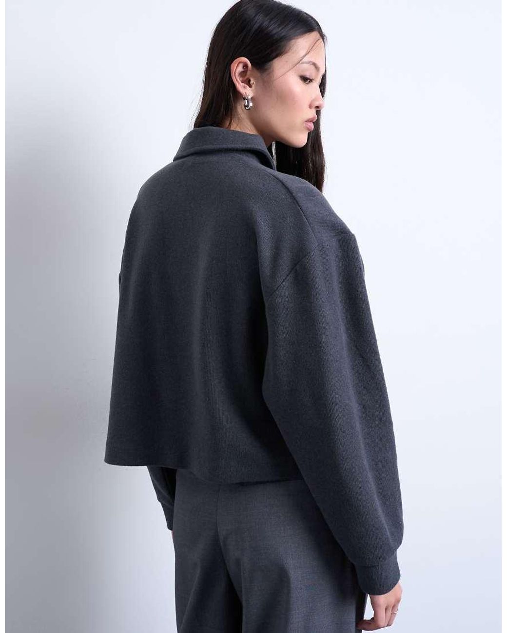 TOPSHOP Blue Soft Touch Boxy Long Sleeve Polo Co-Ord