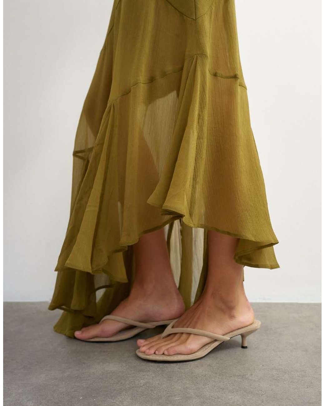 TOPSHOP Blue Sheer Panelled Asymmetrical Maxi Skirt