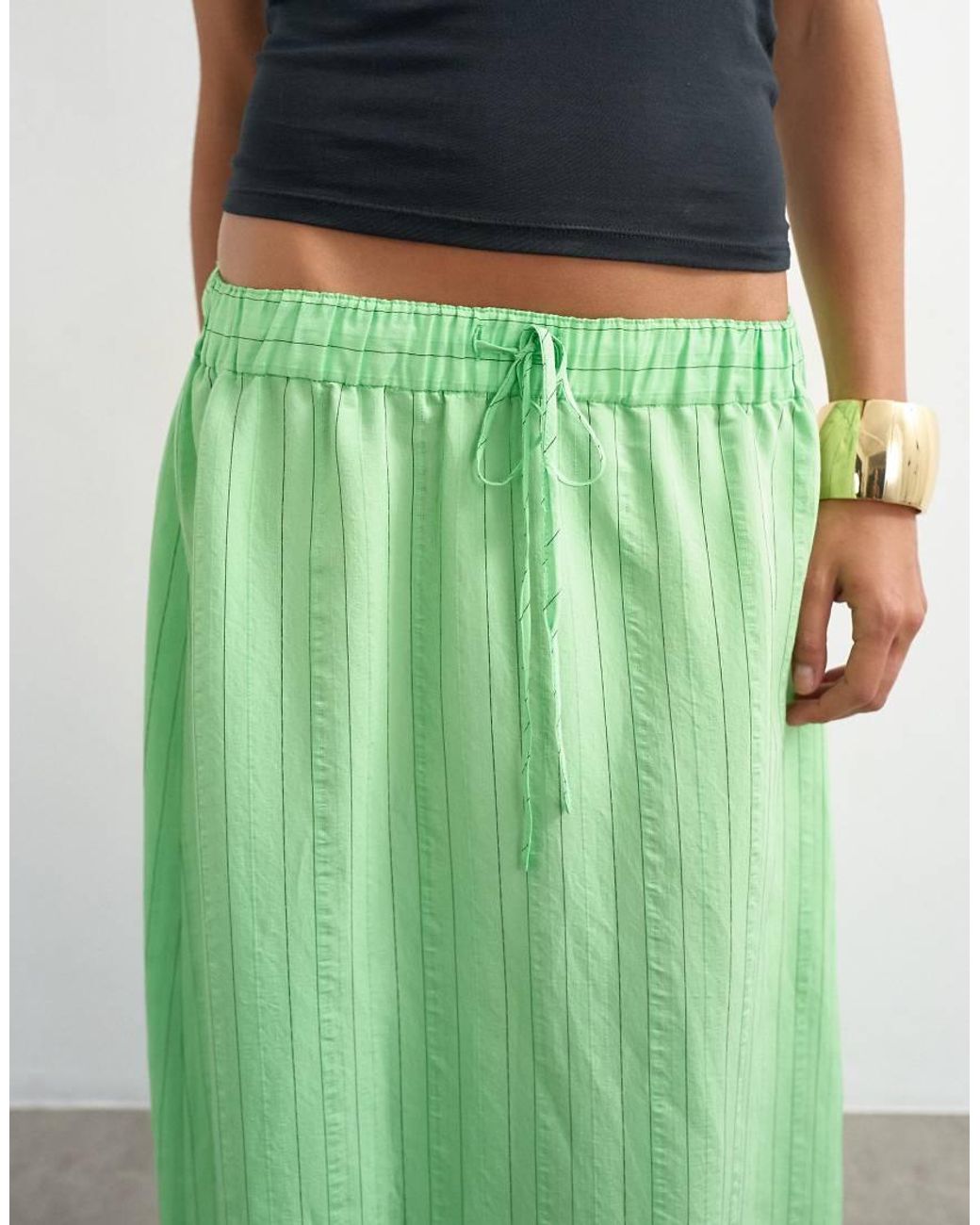 TOPSHOP Green Low Slung Full Circle Maxi Skirt