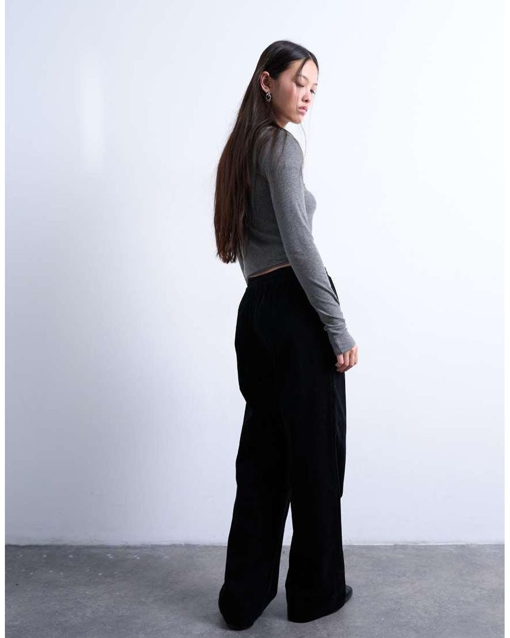 TOPSHOP White Corduroy Pull On Sweatpants