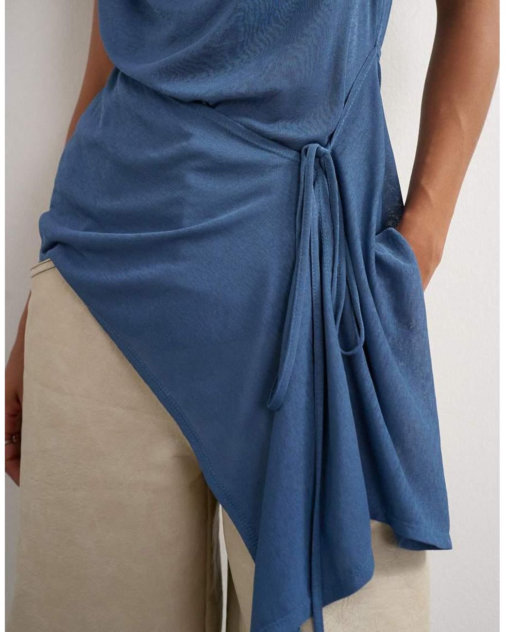 TOPSHOP Blue Cami Asymmetric Top