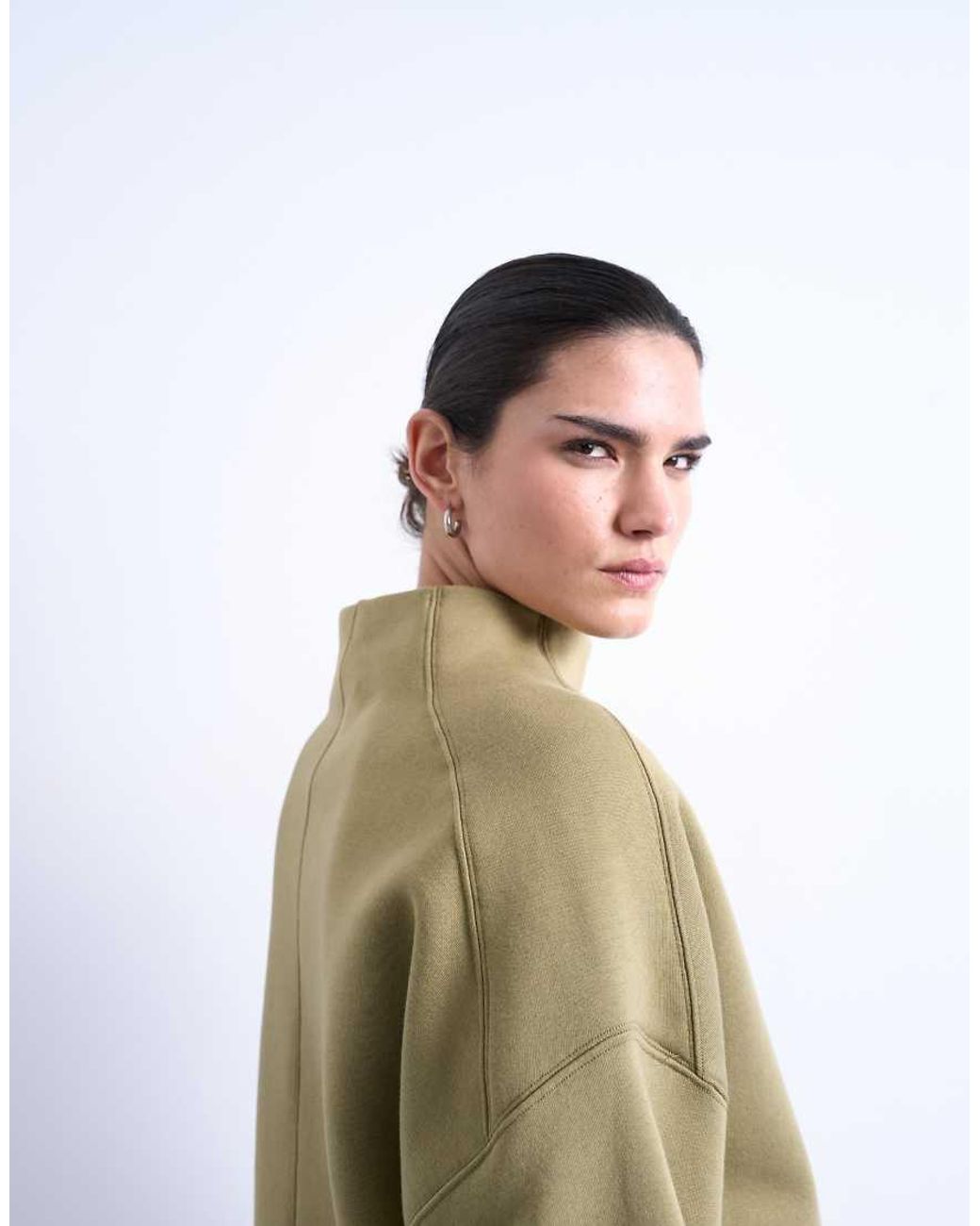 TOPSHOP Blue Funnel Neck Oversized Sweat