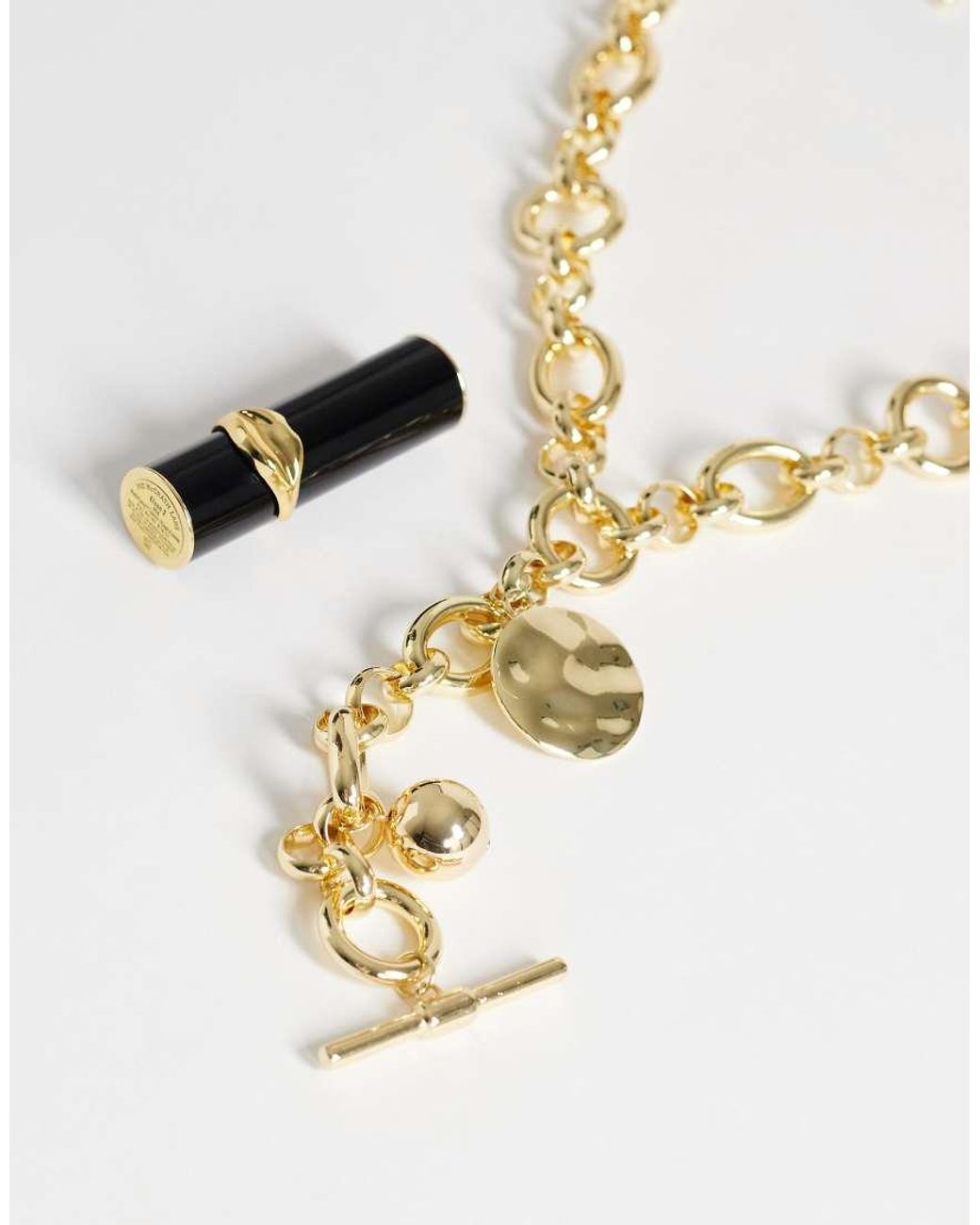 TOPSHOP Metallic Lana Oversized Chain Necklace With Charms