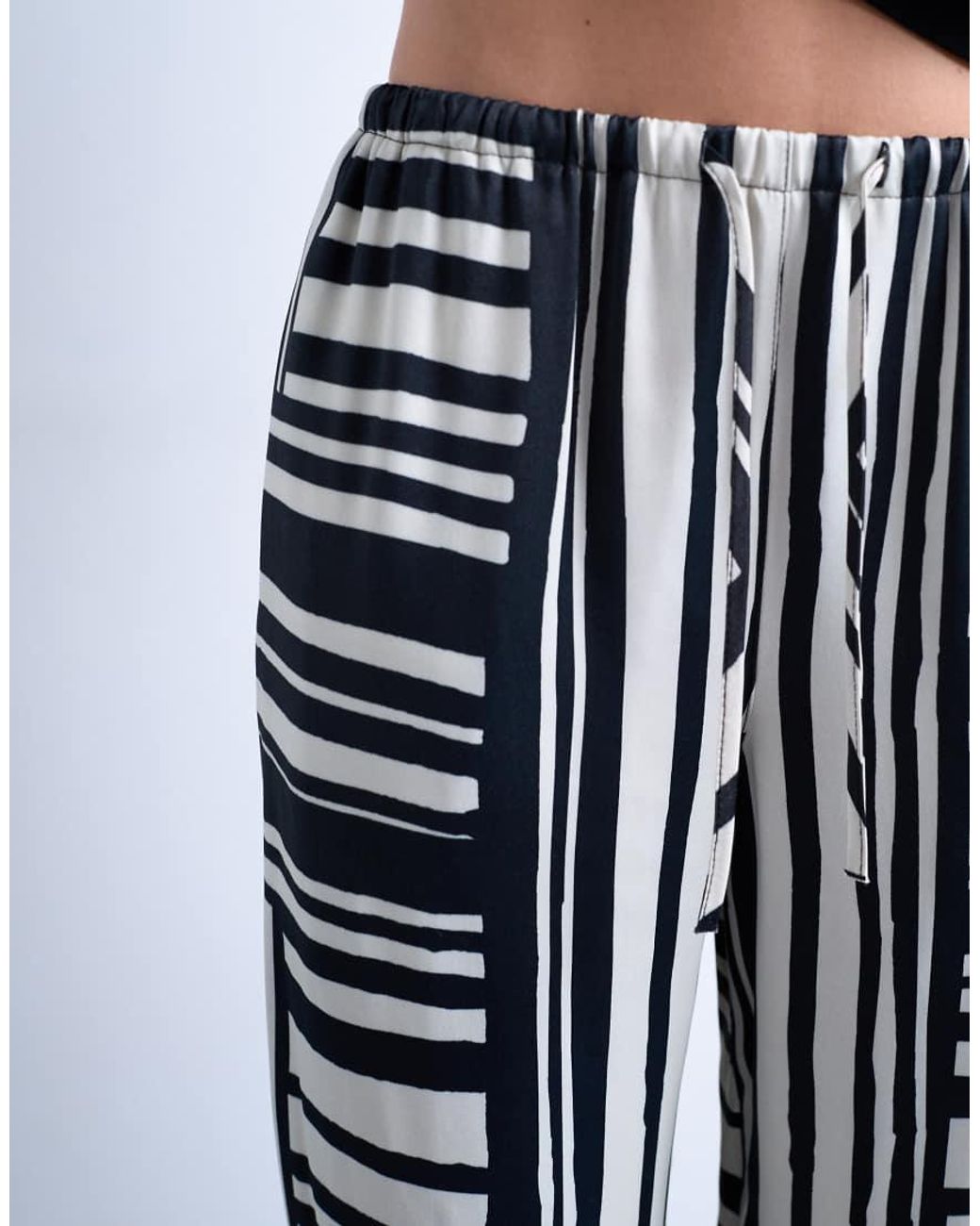 TOPSHOP Black Co Ord Mono Bold Stripe Satin Trouser
