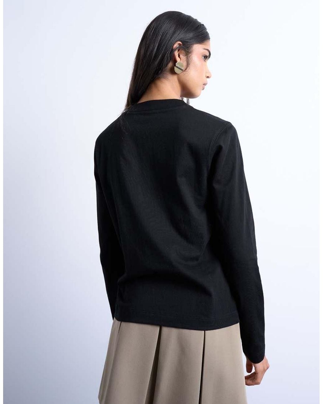 TOPSHOP Black Long Sleeve Boxy Tee