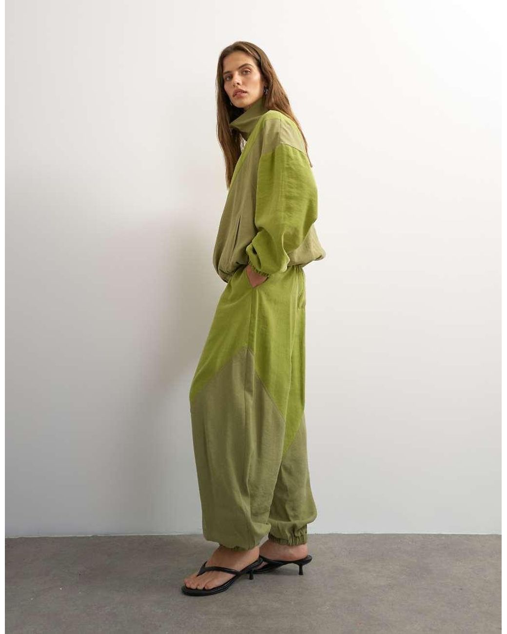 TOPSHOP Green Co Ord Colour Block Horseshoe Trouser