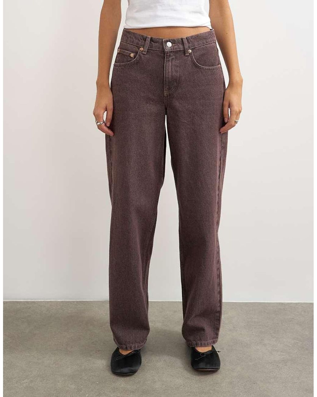 TOPSHOP White Cinch Low Rise Relaxed Jean