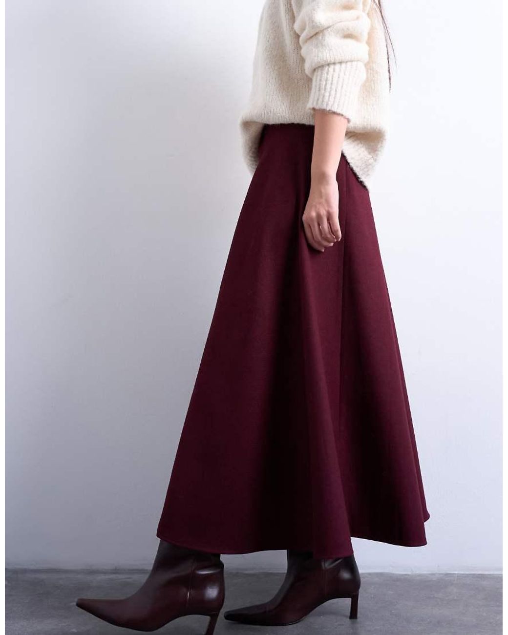TOPSHOP White Tailored Full Circle A Line Maxi Skirt