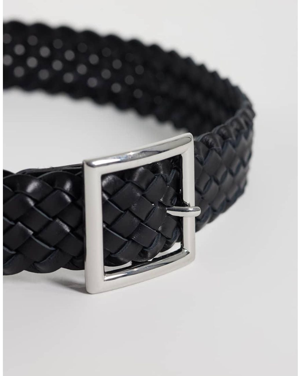 TOPSHOP Black Weave Leather Belt