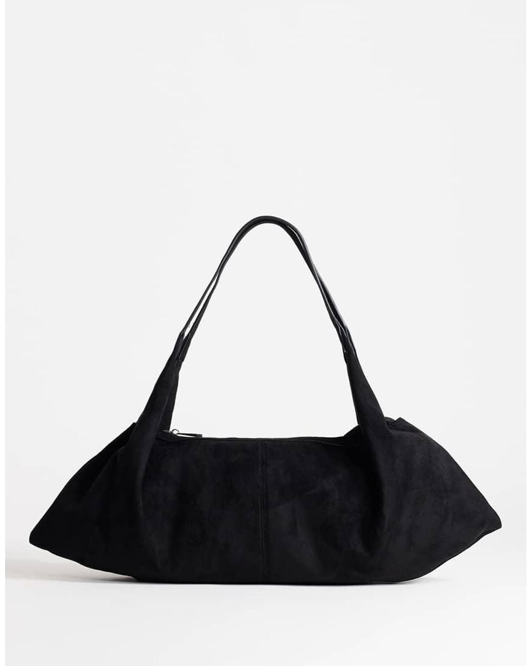 TOPSHOP Black Saskia Large Suedette Shoulder Bag