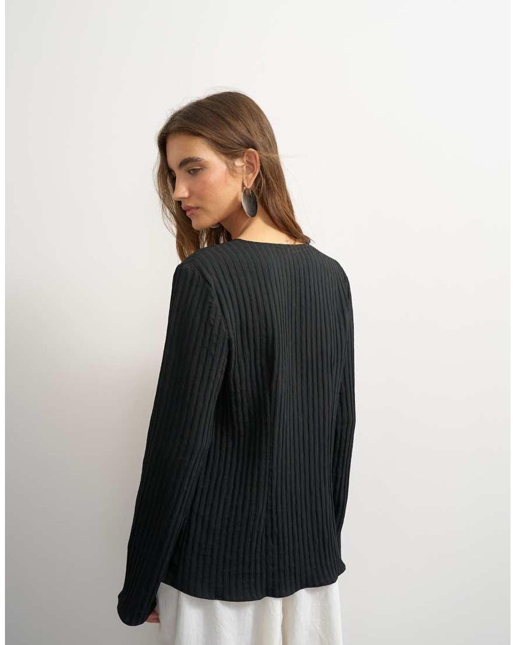 TOPSHOP Black Tie Detail Blouse
