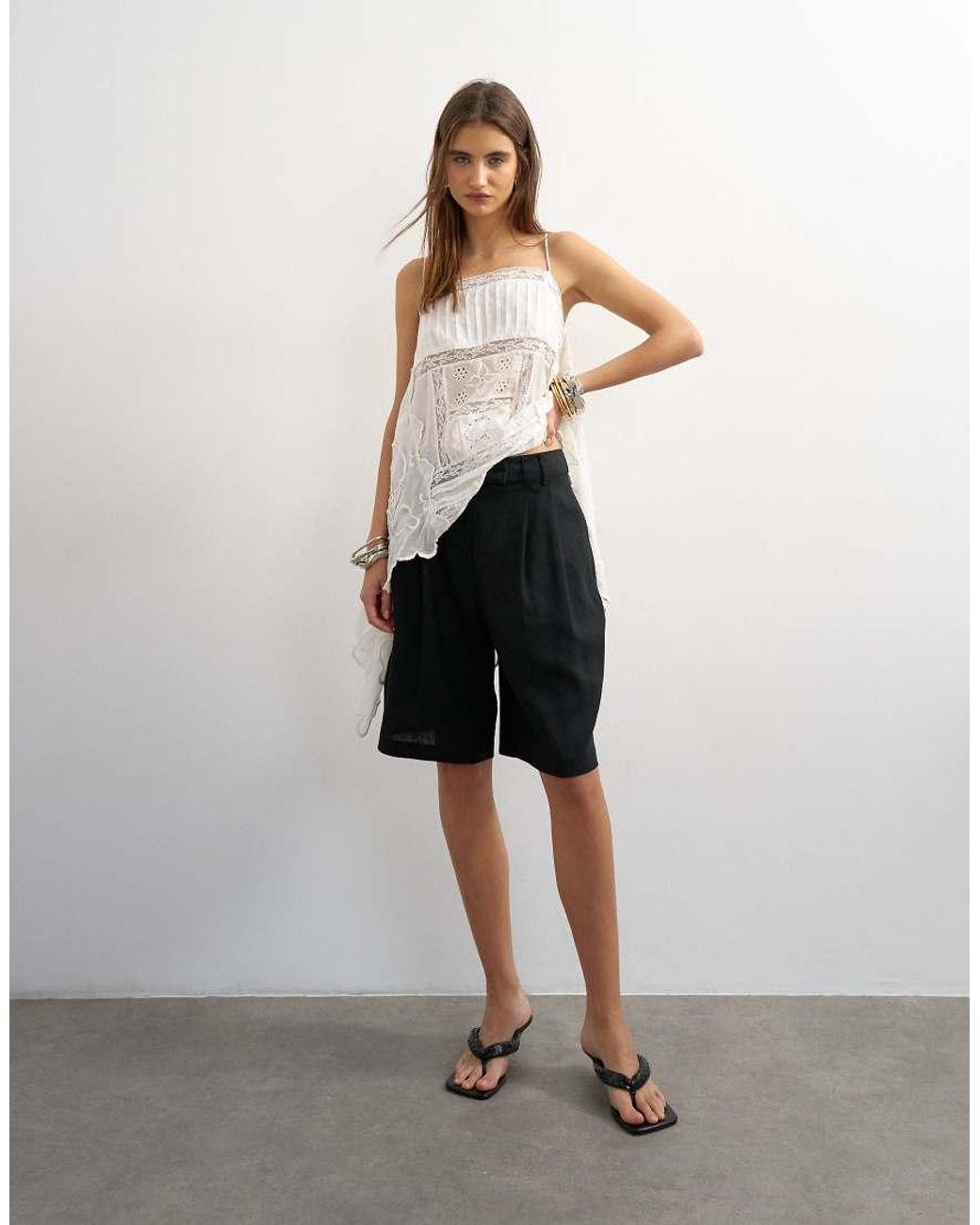TOPSHOP Black Linen Bermuda Short