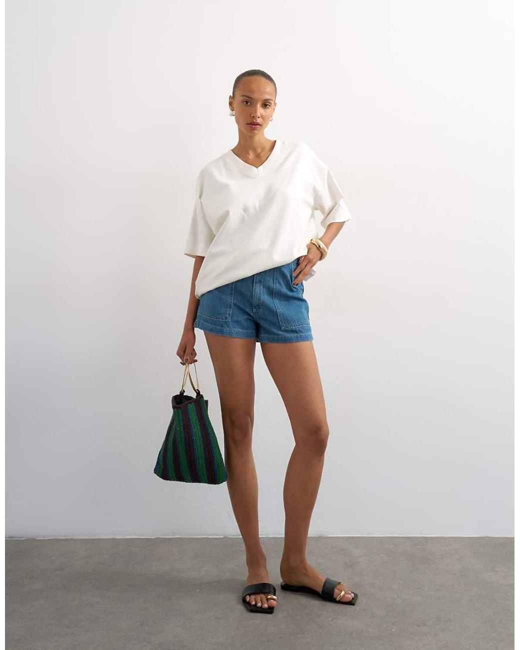 TOPSHOP White Denim Scout Short