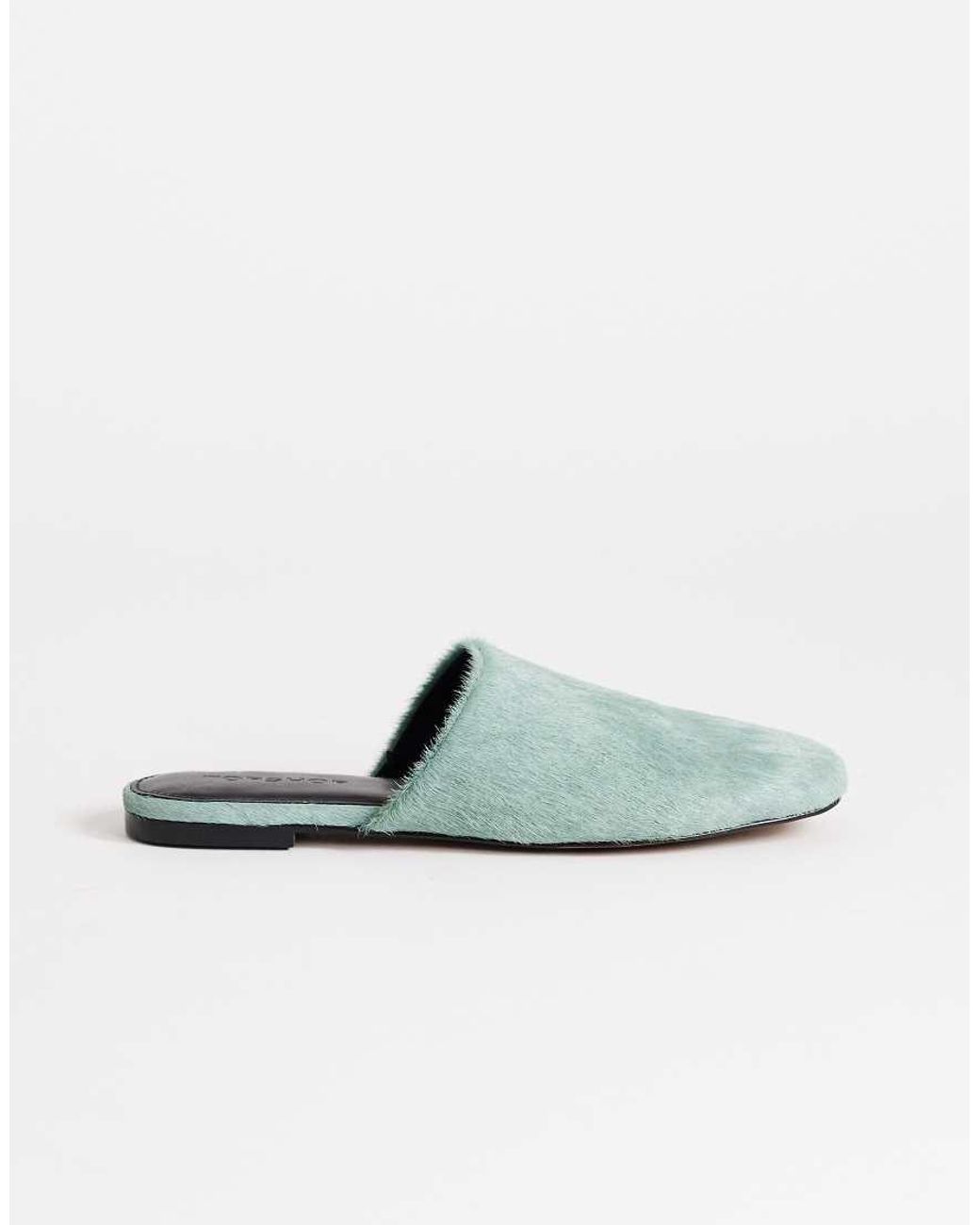TOPSHOP Blue Lillie Real Hair On Leather Round Toe Flat Shoes