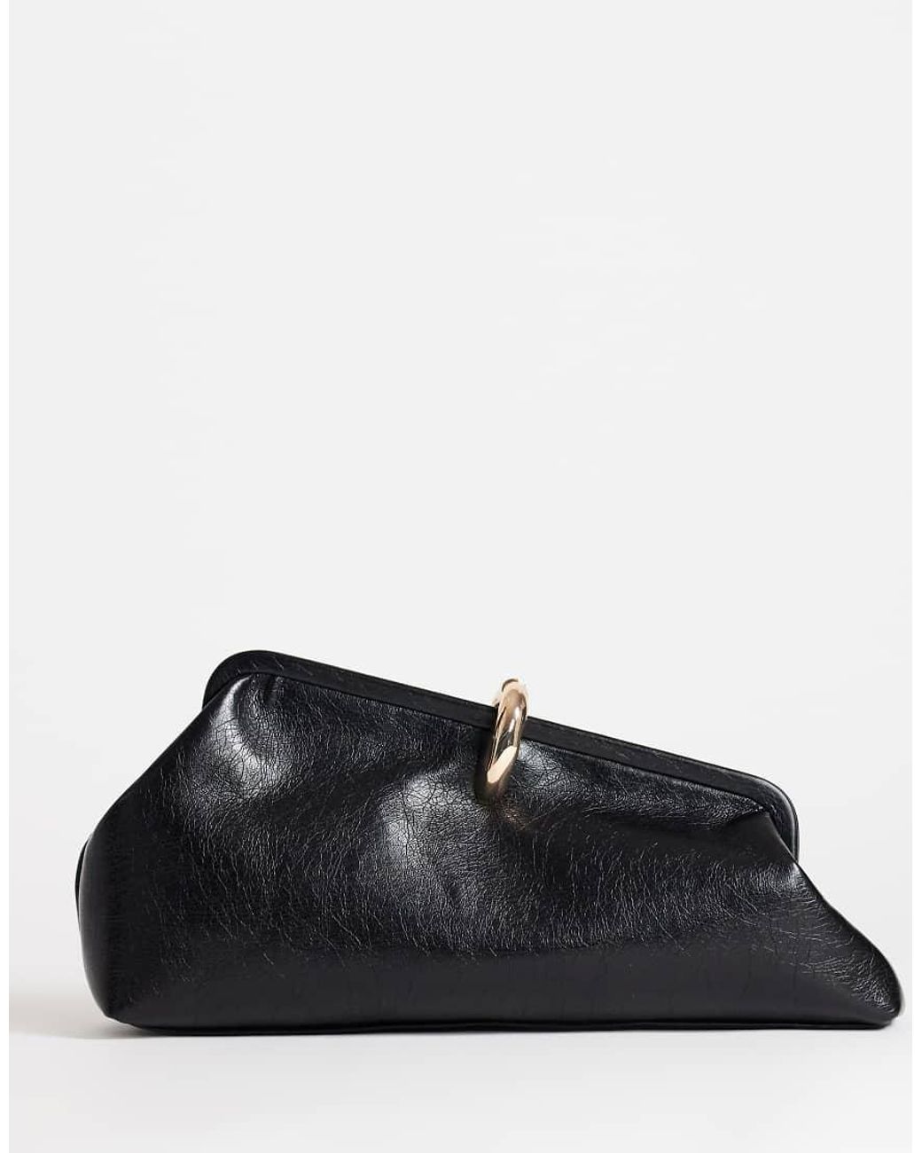 TOPSHOP Black Carlie Medium Clutch With Hardware