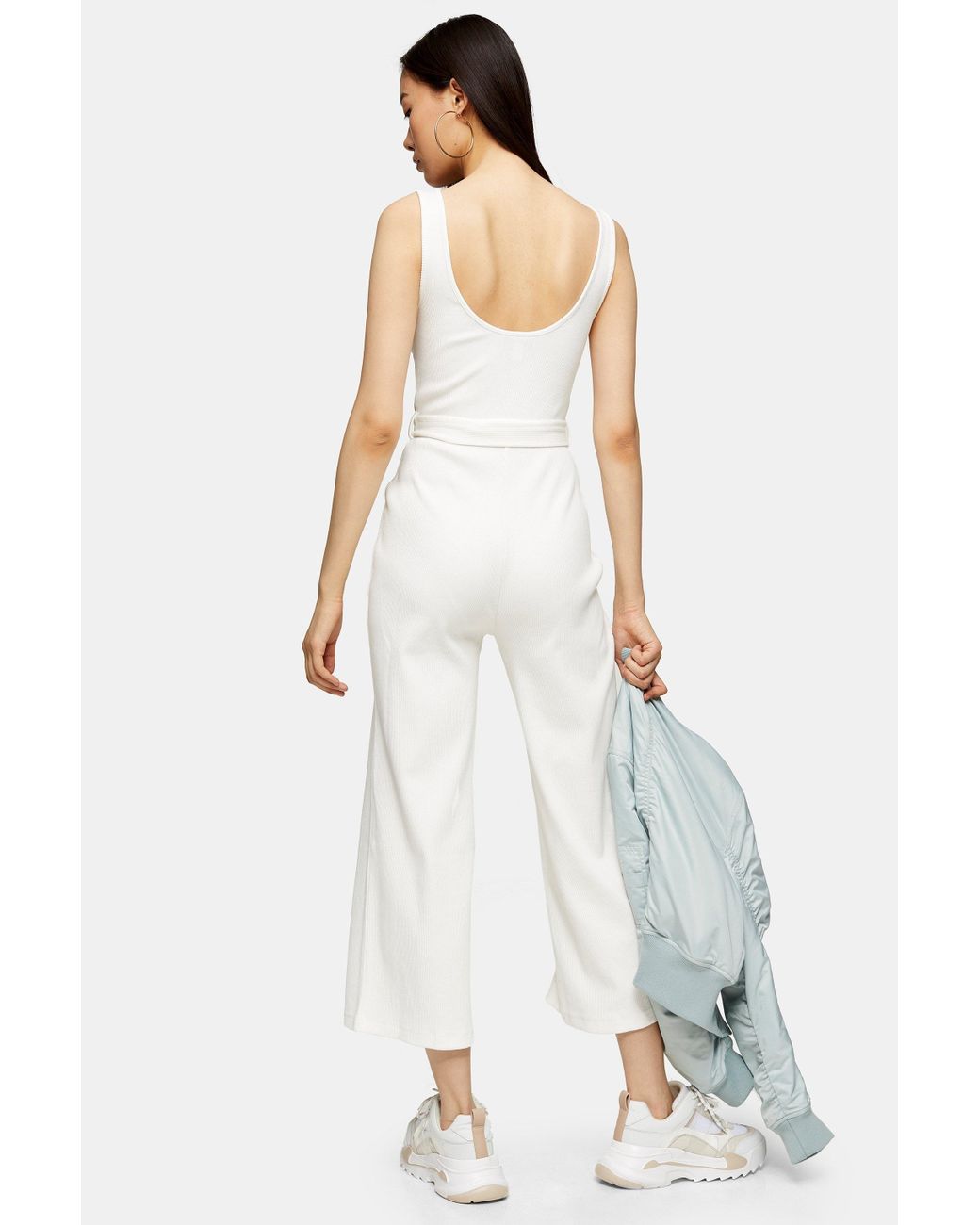 white ribbed jumpsuit