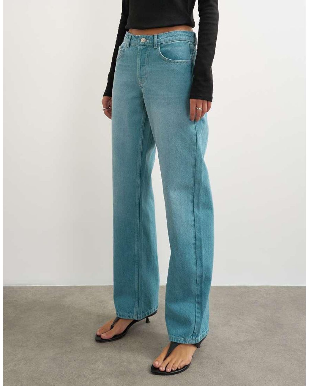 TOPSHOP Blue Ember Low Rise Relaxed Straight Leg Jeans
