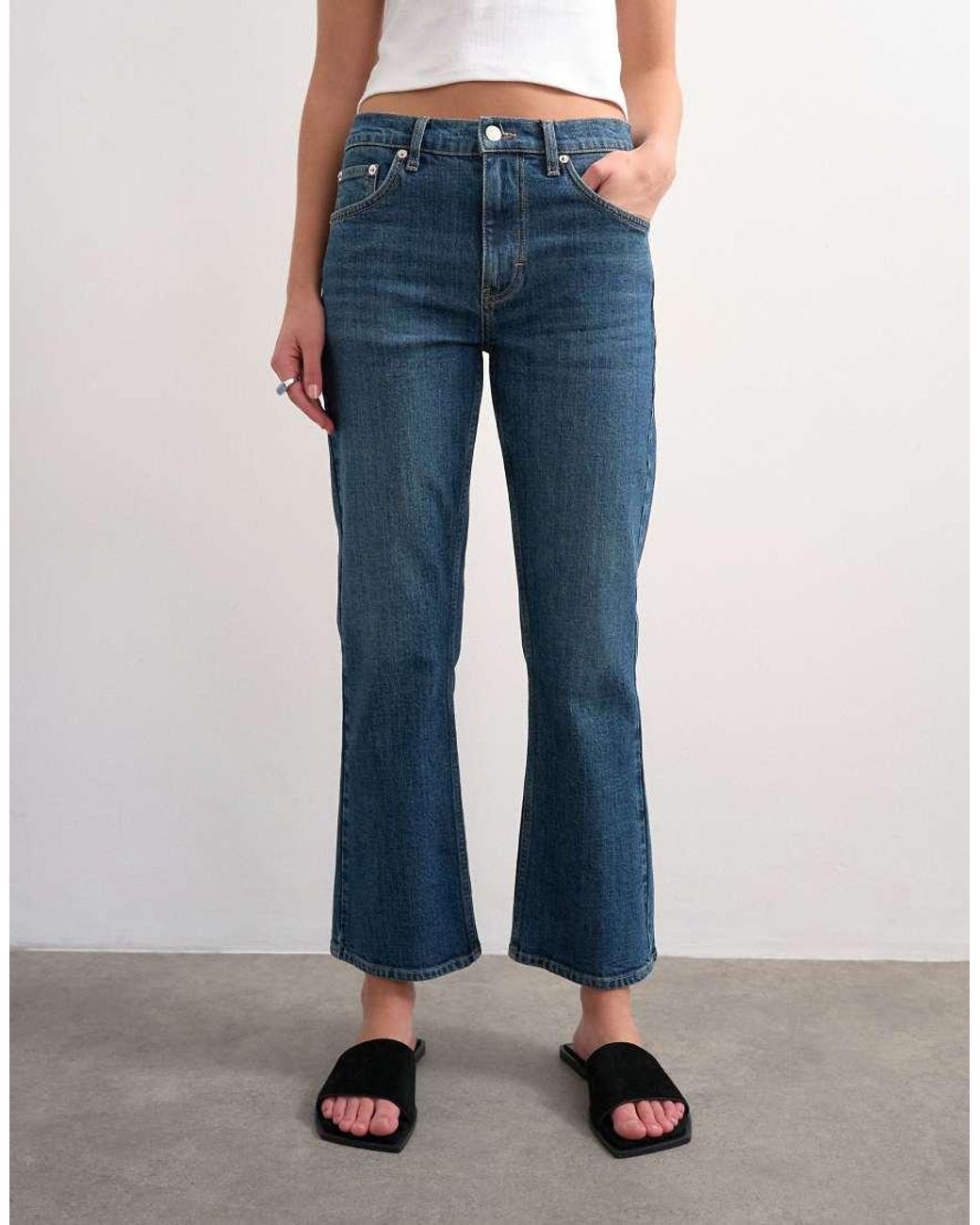 TOPSHOP Blue Cropped Kick Flare Jeans