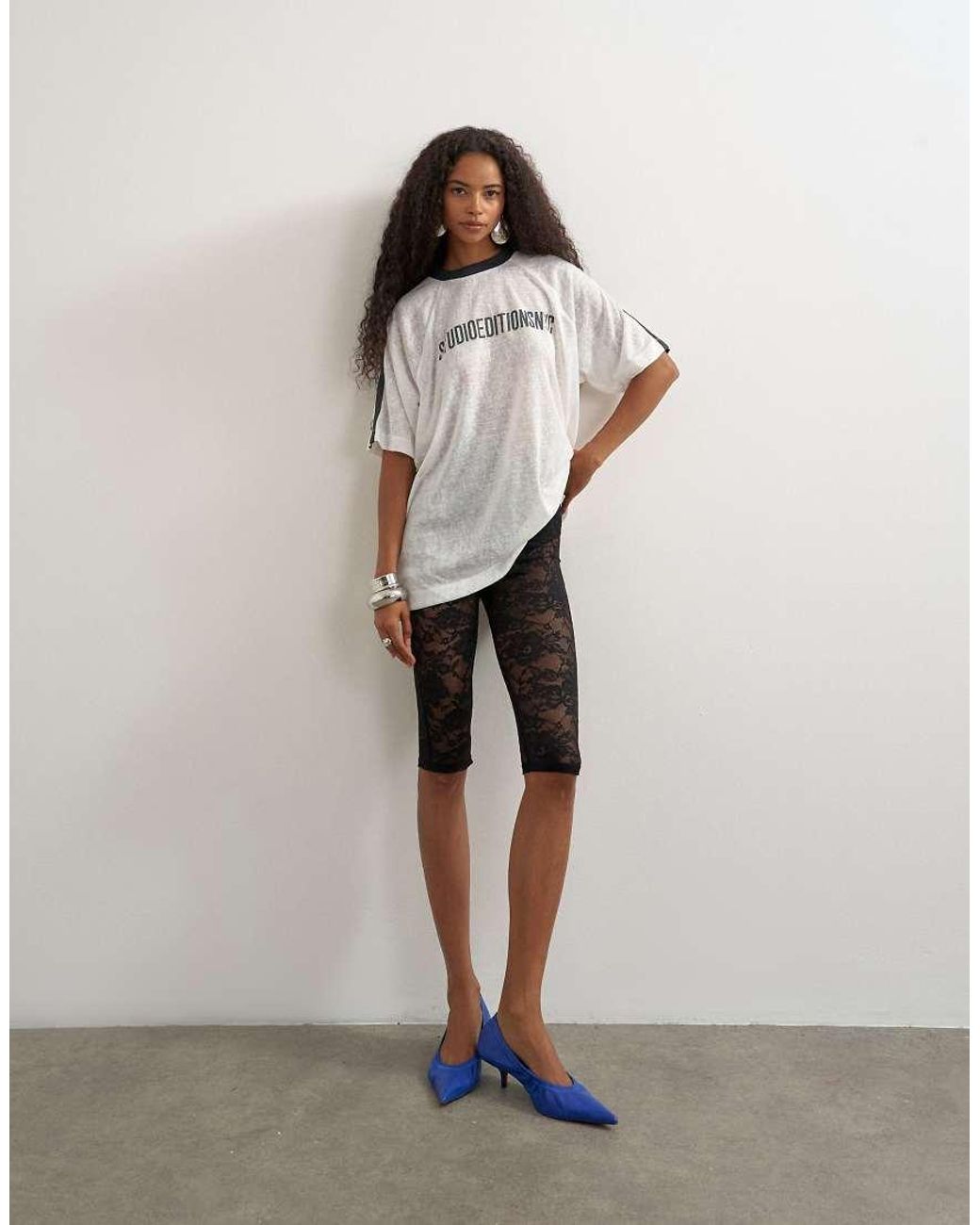 TOPSHOP White Lace Capri Legging Hosiery