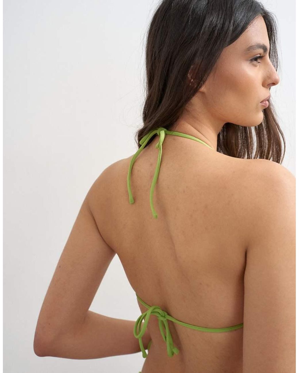 TOPSHOP Green Sadie Triangle Bikini Top