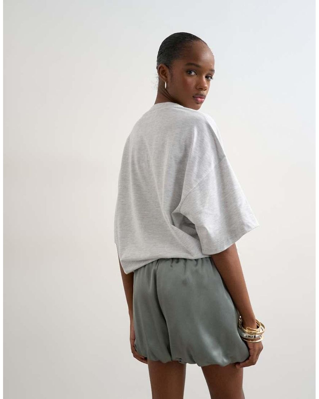 TOPSHOP White Satin Bubble Shorts