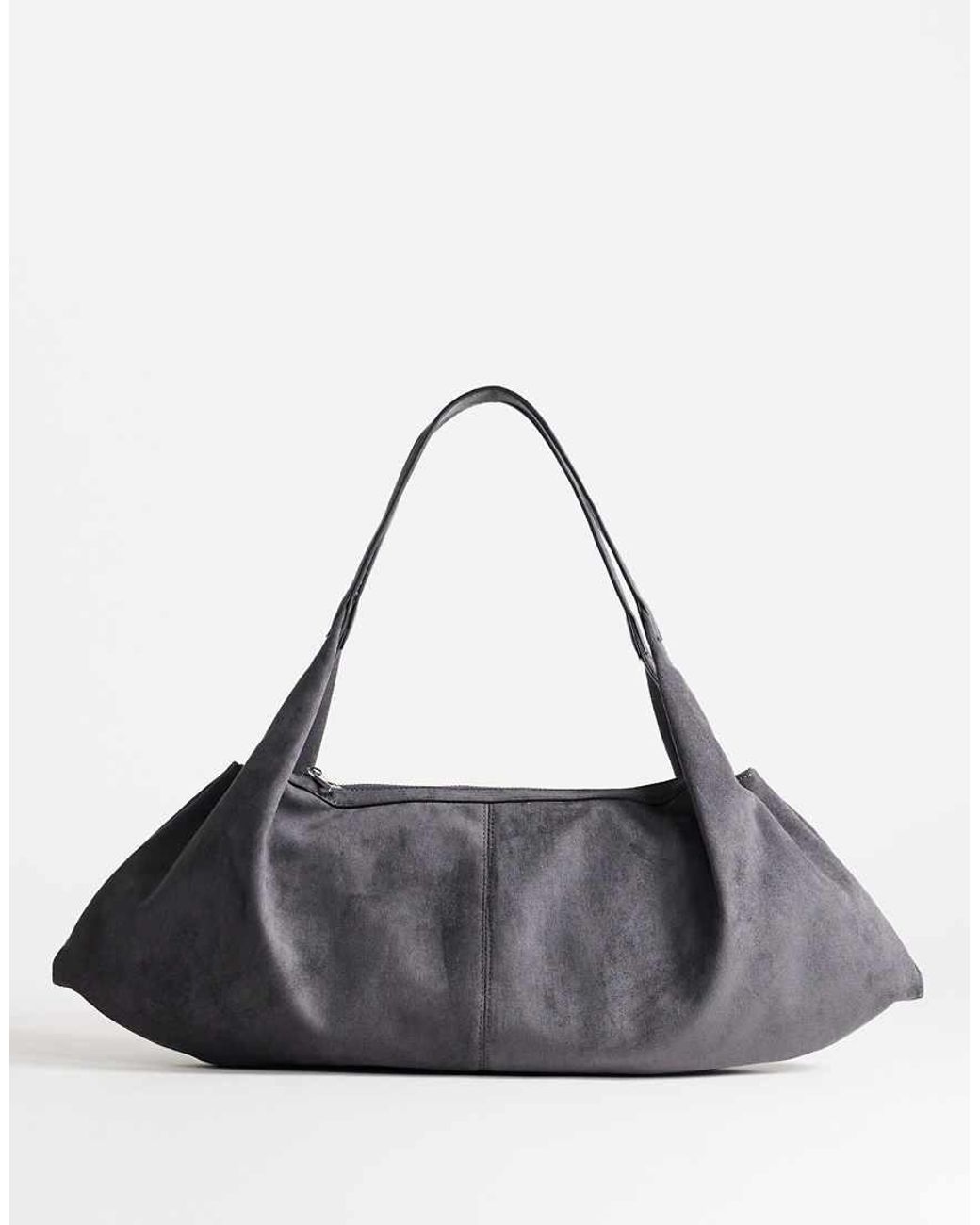 TOPSHOP Black Saskia Large Suedette Shoulder Bag