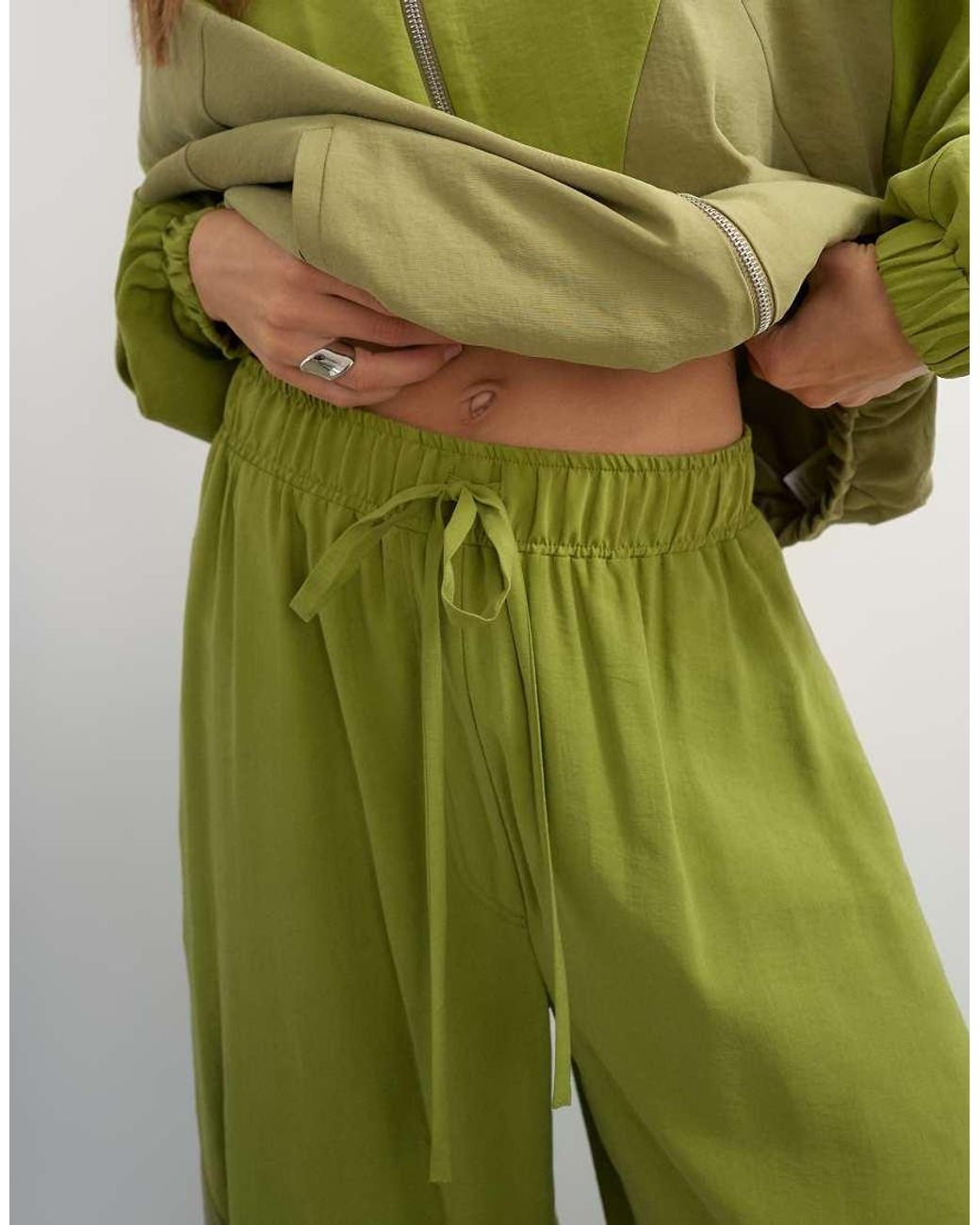 TOPSHOP Green Co Ord Colour Block Horseshoe Trouser