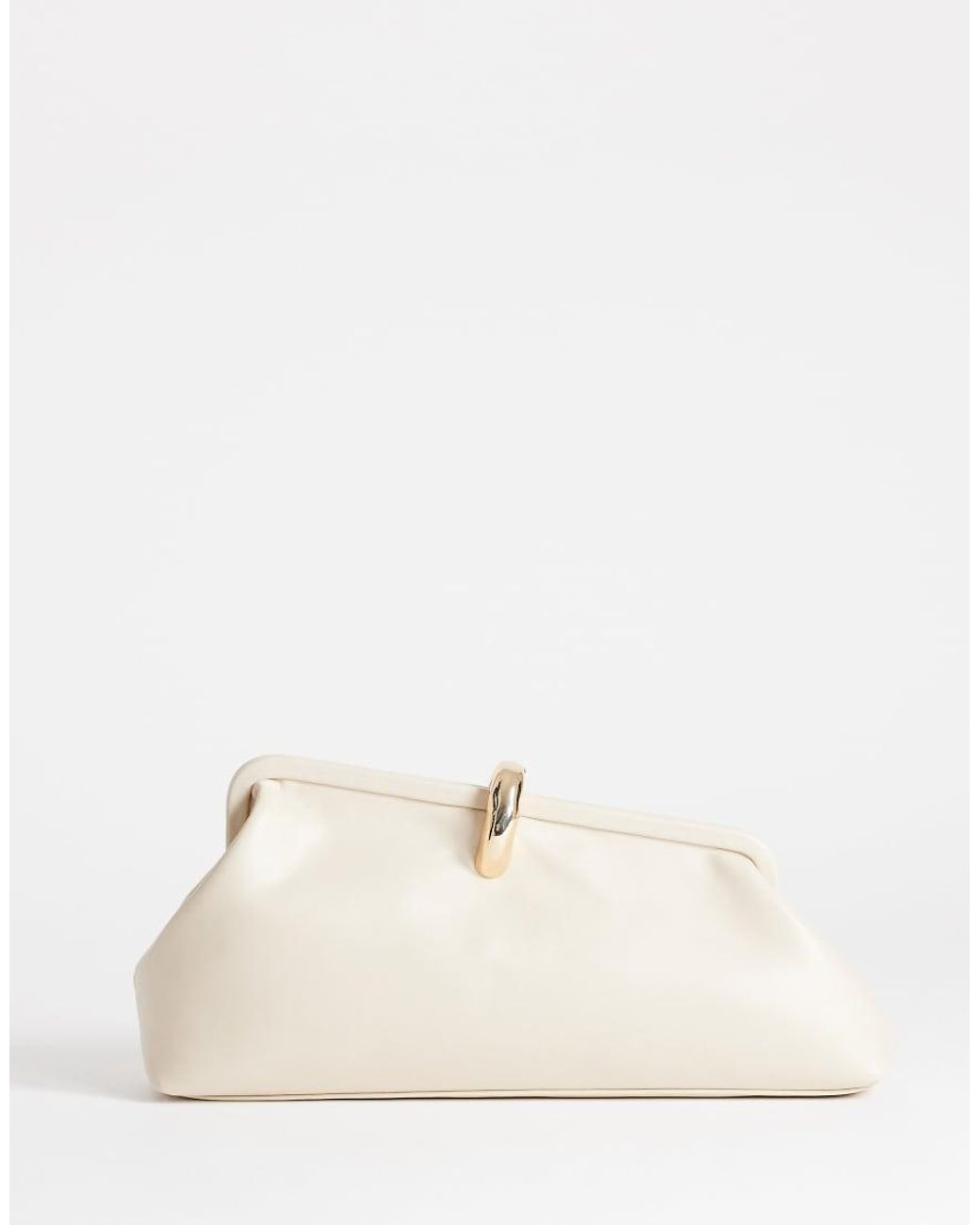 TOPSHOP Natural Carlie Medium Clutch With Hardware