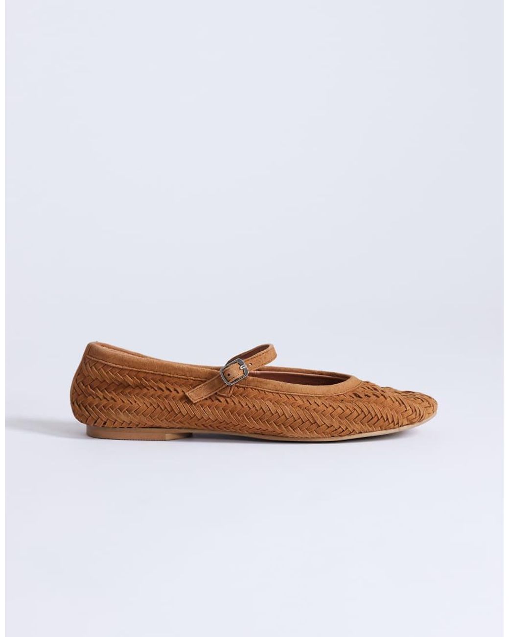 TOPSHOP White Bonnie Real Suede Woven Ballet