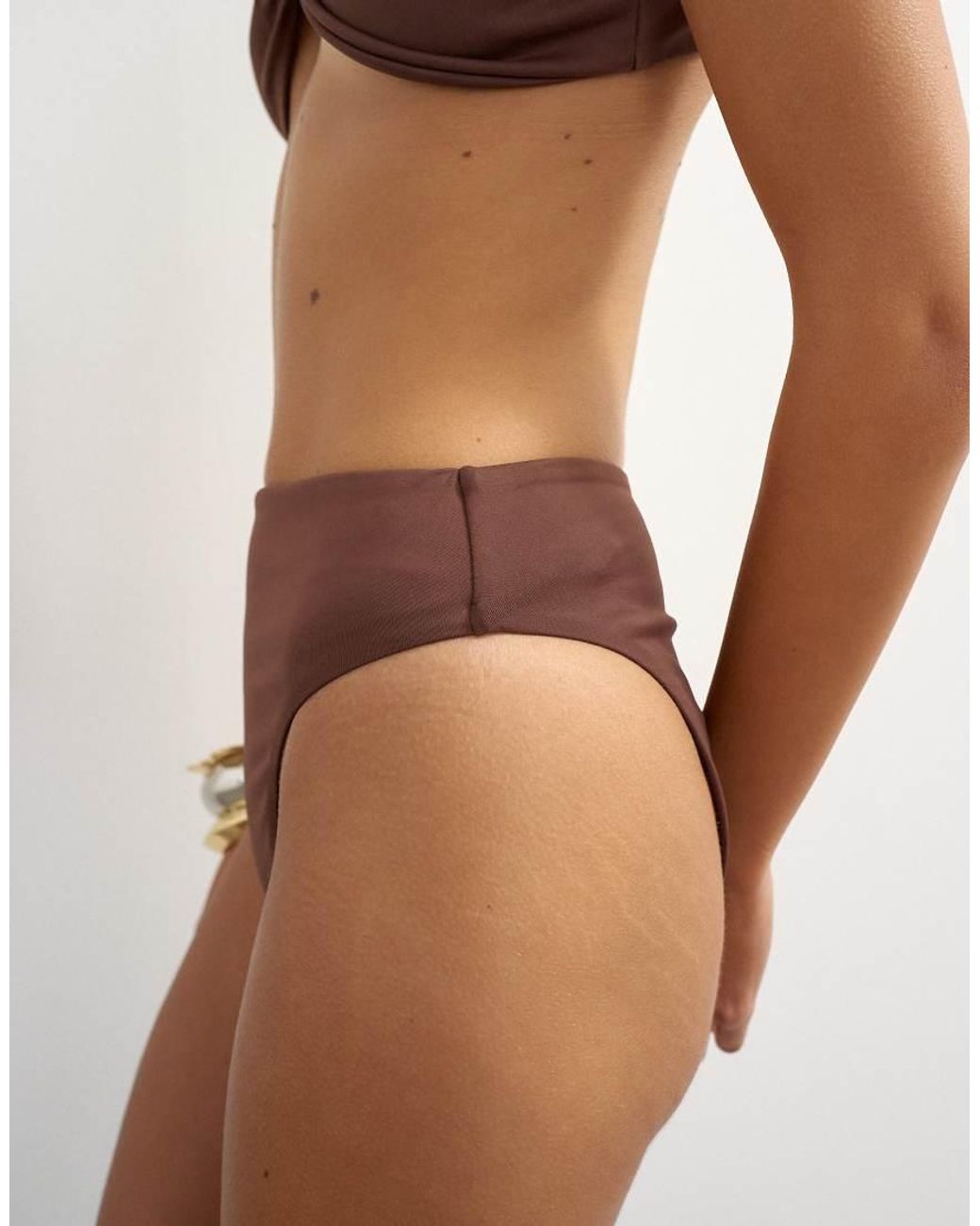 TOPSHOP Natural Tiana High Waisted Bikini Bottoms