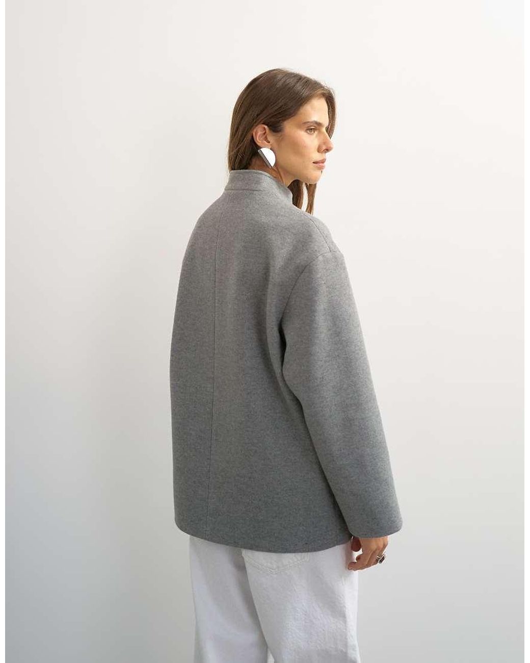 TOPSHOP Gray Self Frogging Formal Blazer Coat