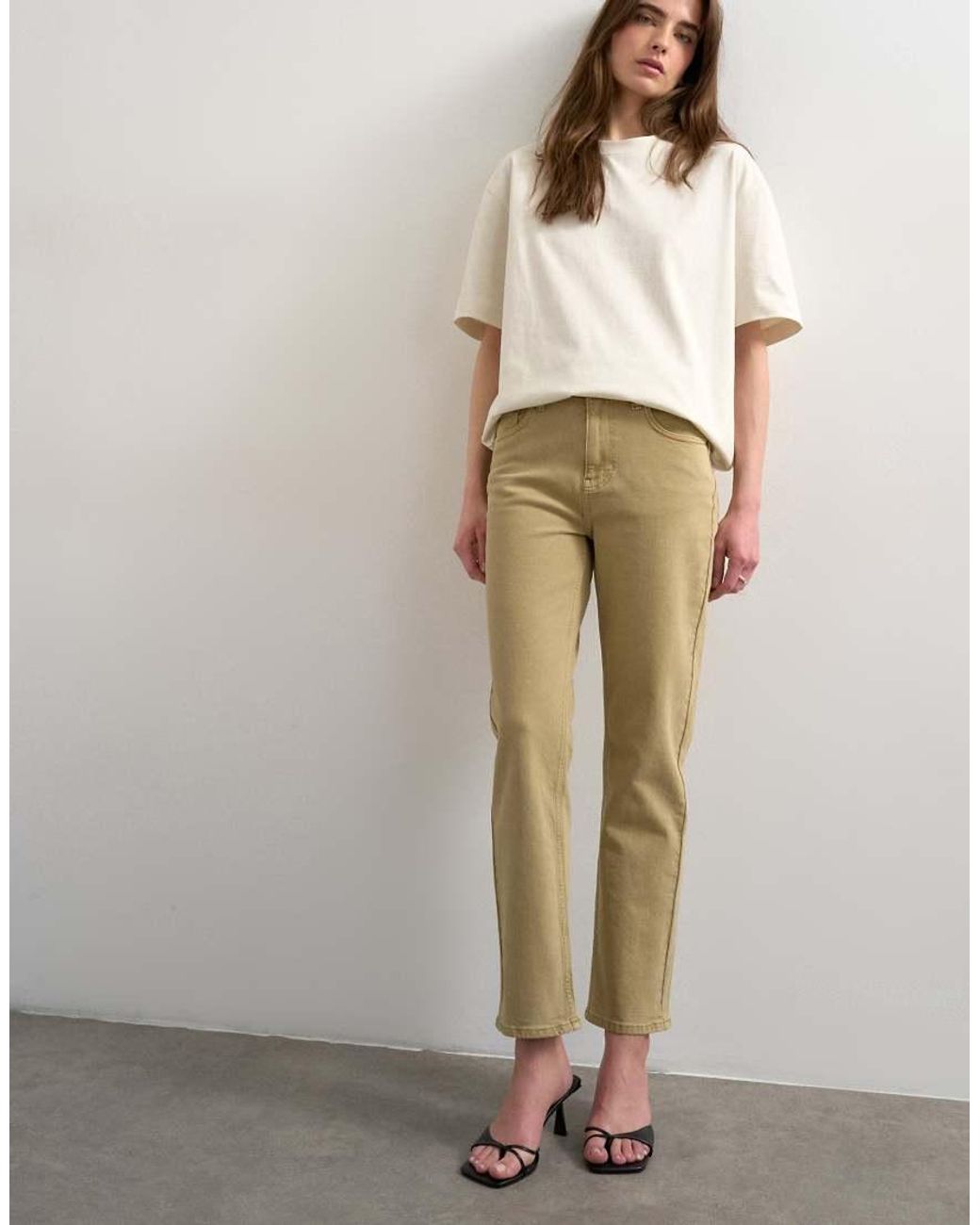 TOPSHOP Natural Orson Mid Rise Comfort Straight Jean
