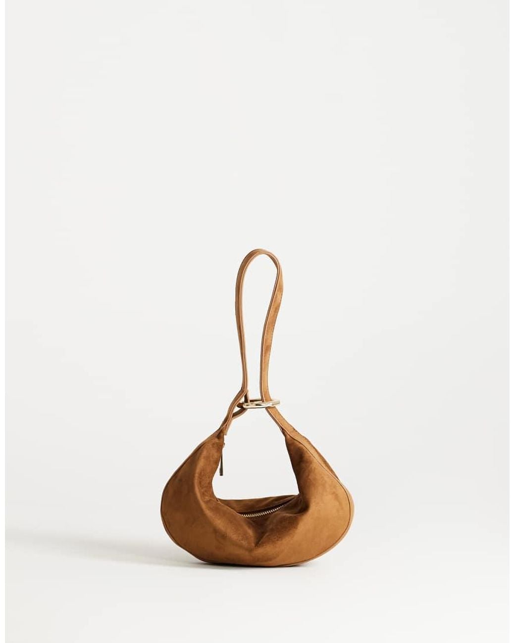 TOPSHOP Natural Grace Small Faux Suede Scoop Grab Bag