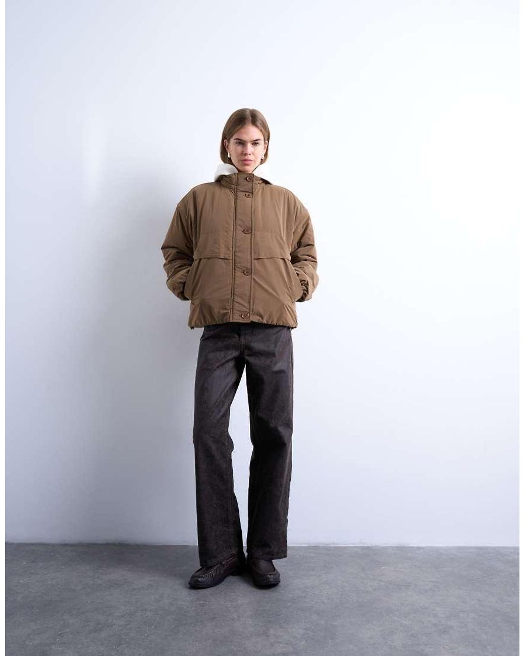 TOPSHOP Brown Hybrid Padded Jacket