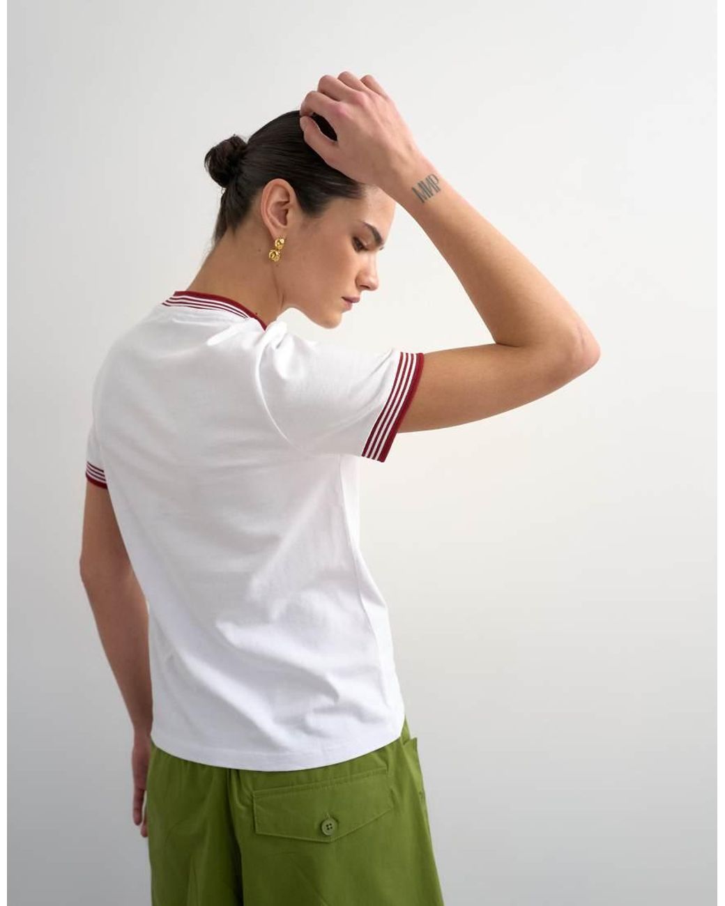 TOPSHOP Green 'Sport Society' Graphic Tee With Tipping
