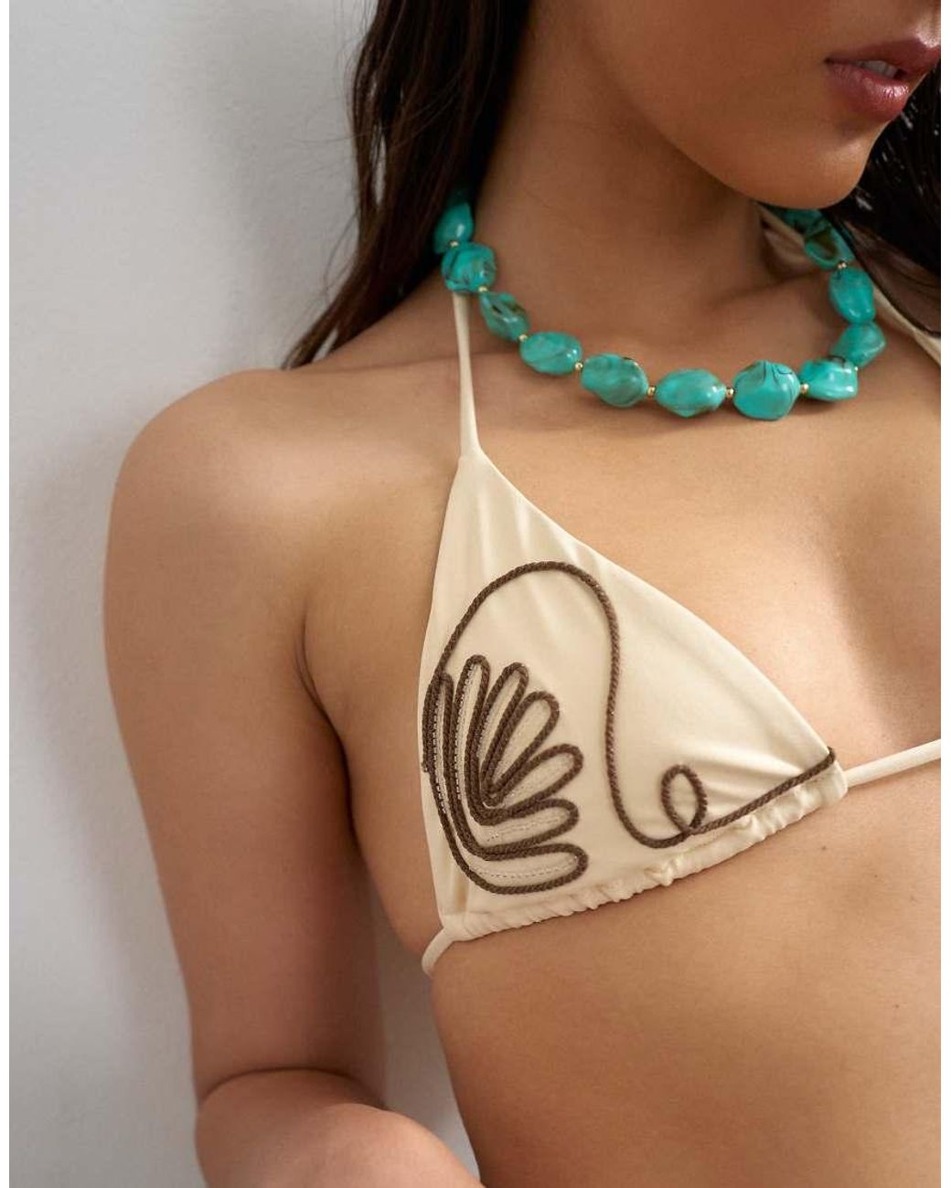 TOPSHOP Multicolor Sienna Embroidered Triangle Bikini Top