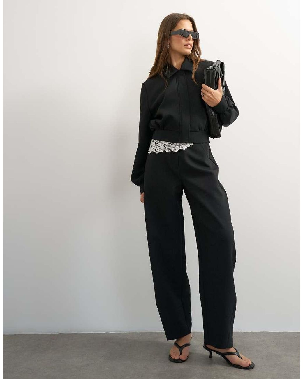 TOPSHOP Black Tailored Bubble Barrel Leg Trouser