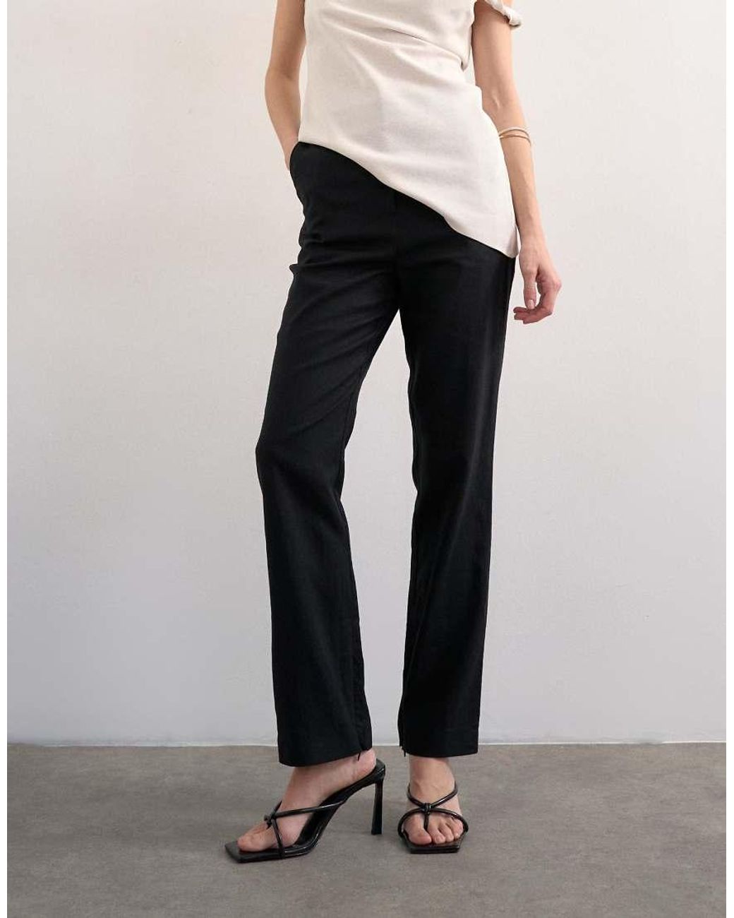 TOPSHOP Pink Linen Slim Fit Trouser