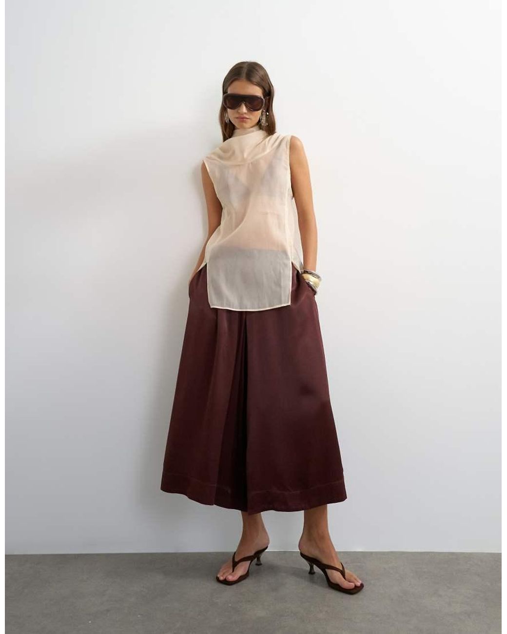 TOPSHOP Brown Satin Culotte
