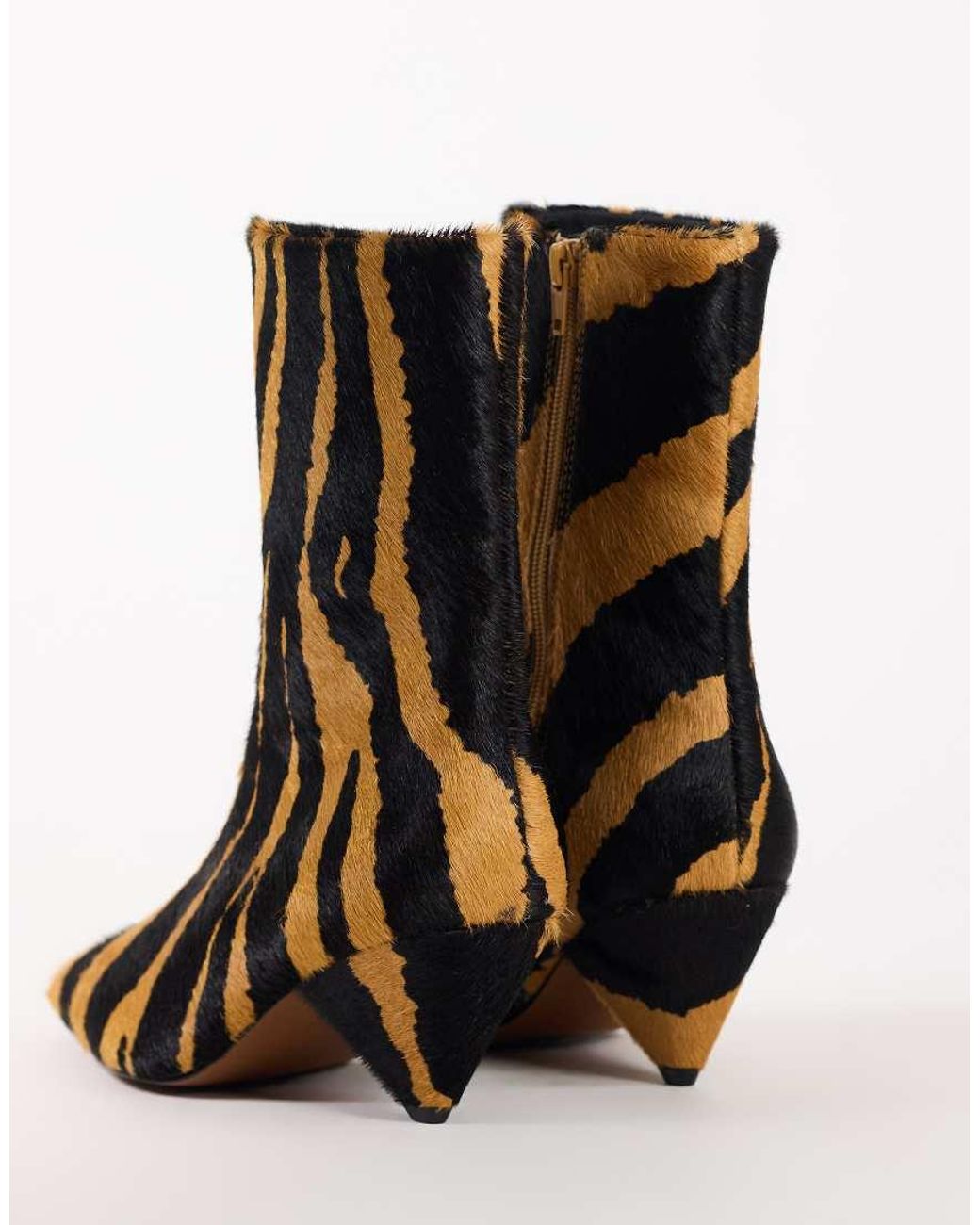 TOPSHOP Brown Kiki Cone Heel Ankle Boot