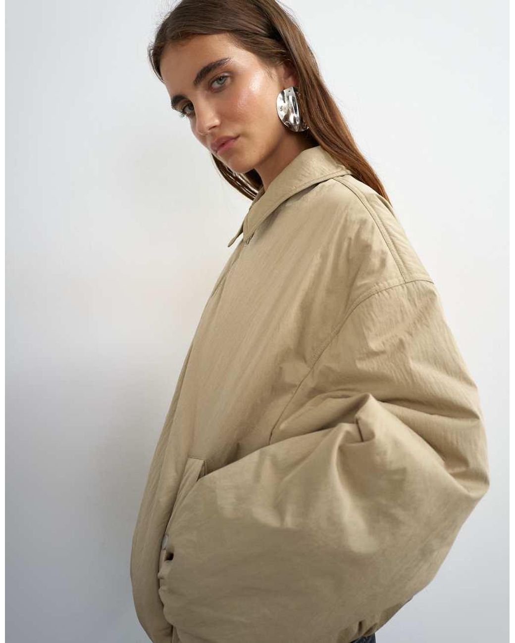 TOPSHOP White Nylon Bomber Jacket