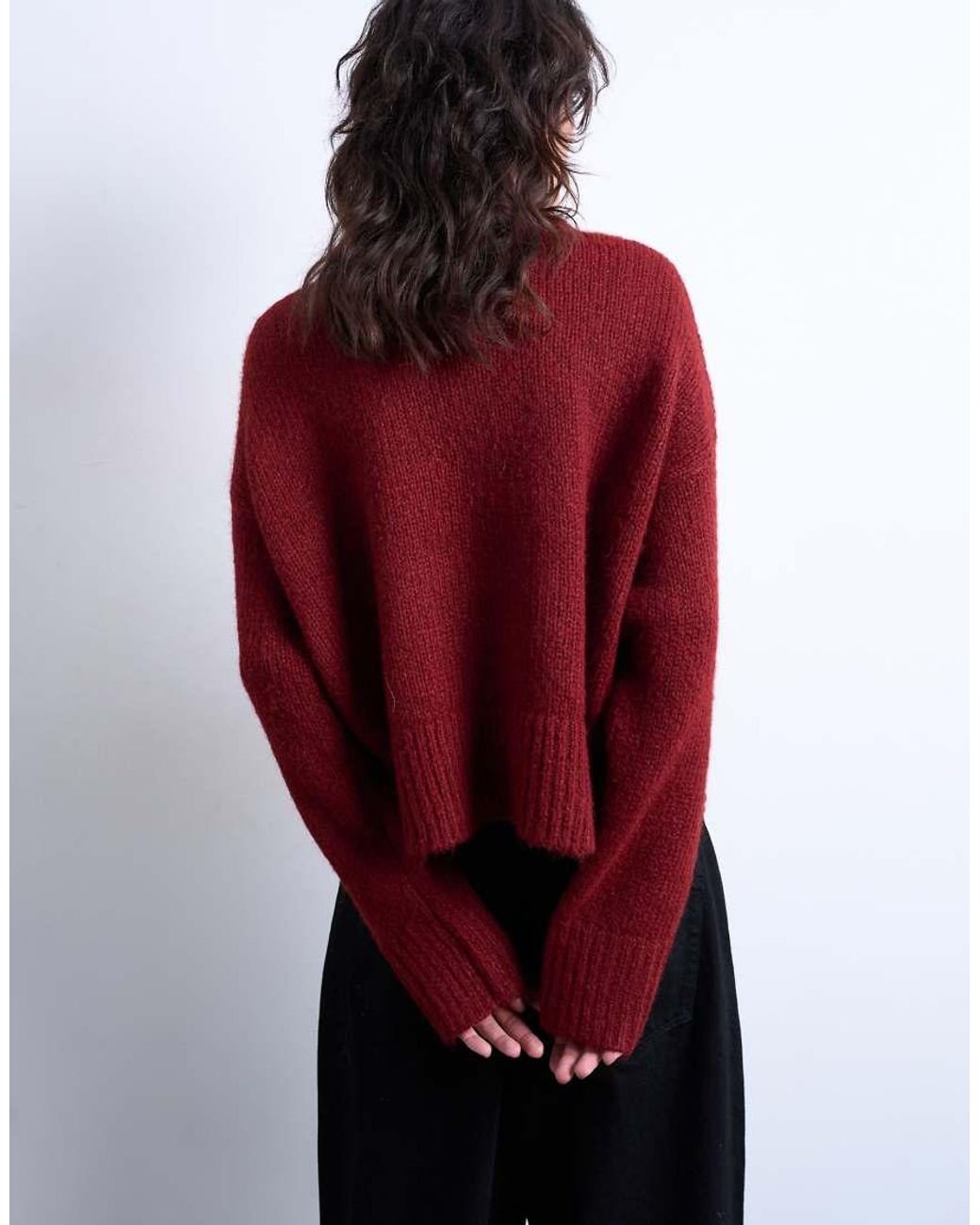 TOPSHOP Red Knitted Wool Blend Fluffy Ultimate Jumper