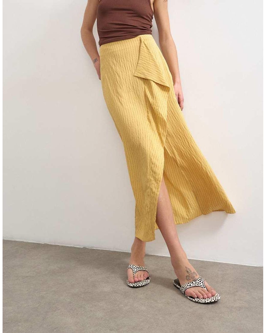 TOPSHOP Natural Sarong Wrap Midi Skirt